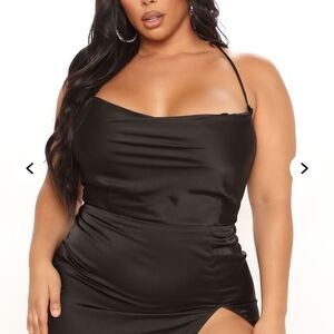 ✨️ Fashion Nova Curve Black Satin Dress